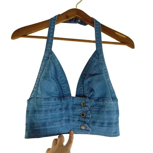 denim blvd Tops - NWOT Denim Blvd Denim Halter Top Summer Women's Size M